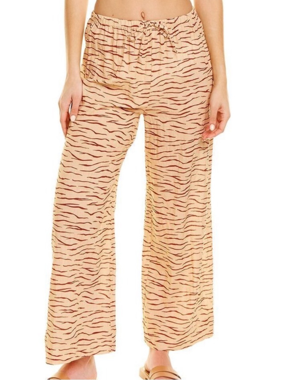 Onia Wide Leg Pants Pull On Drawstring Lightweight Resortwear Coastal Large